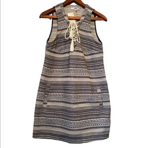 Jack by BB Dakota Blue Striped Sleeveless Sack Boho Style Dress